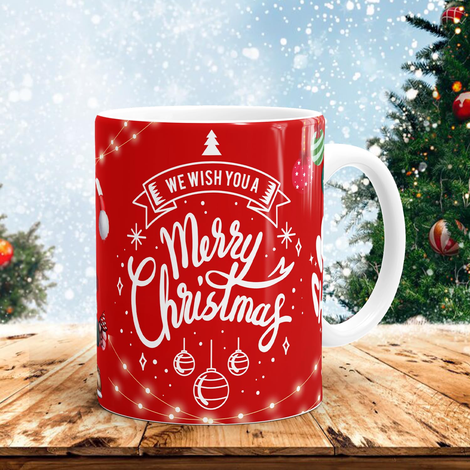 WellWishr Christmas Coffee Mug 330ml - Merry Christmas & Happy New Year Gift for Kids, Boys, Girls, Women, Men - Festive Printed Mug (C13)