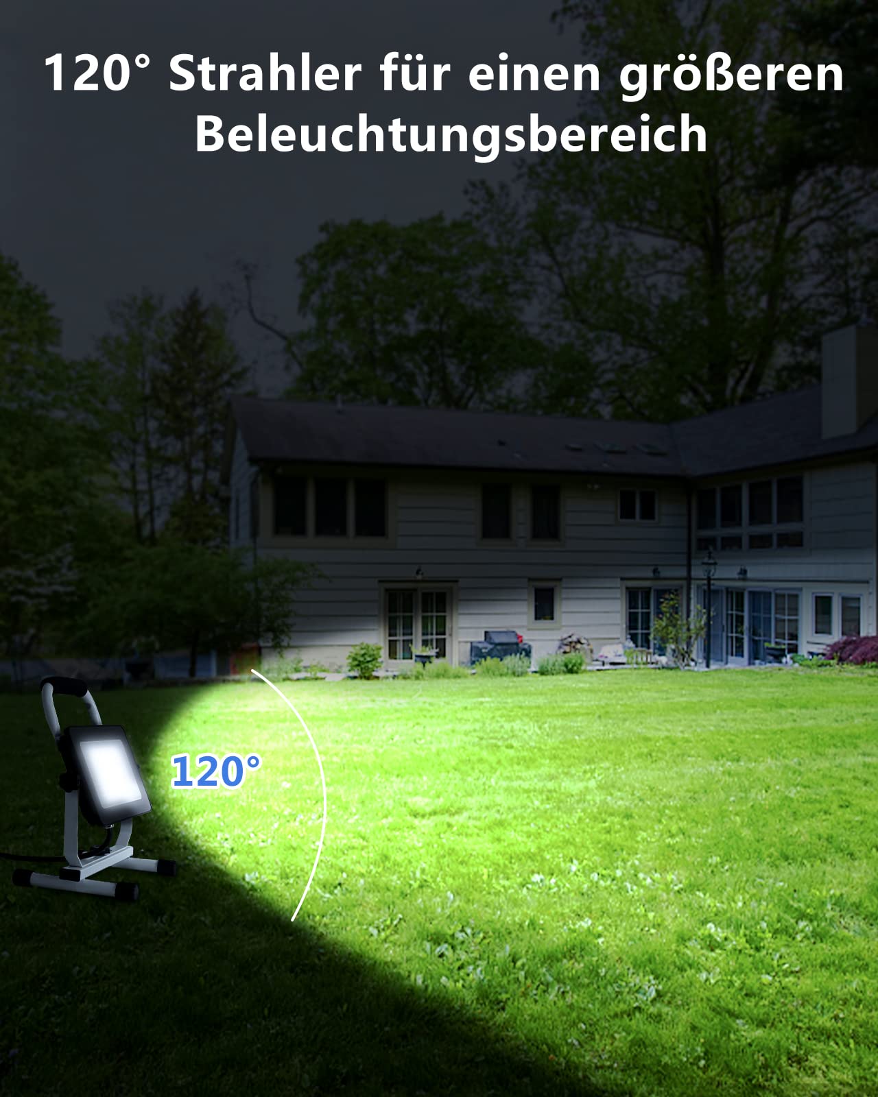 60W 6000 Lumen LED Baustrahler Arbeitsleuchte im Freien, Wasserdichtes Arbeitsscheinwerfer mit Dimmbare Schalter,Werkstatt Arbeitslicht mit Netzkabel für Garage Auto, Außenbeleuchtung