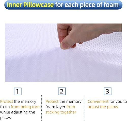 Miniatura 5 de SUQ I OME Almohada delgada de espuma viscoelástica para dormir, contorno delgado y de bajo perfil cervical, para dolor de cuello, estómago, espalda