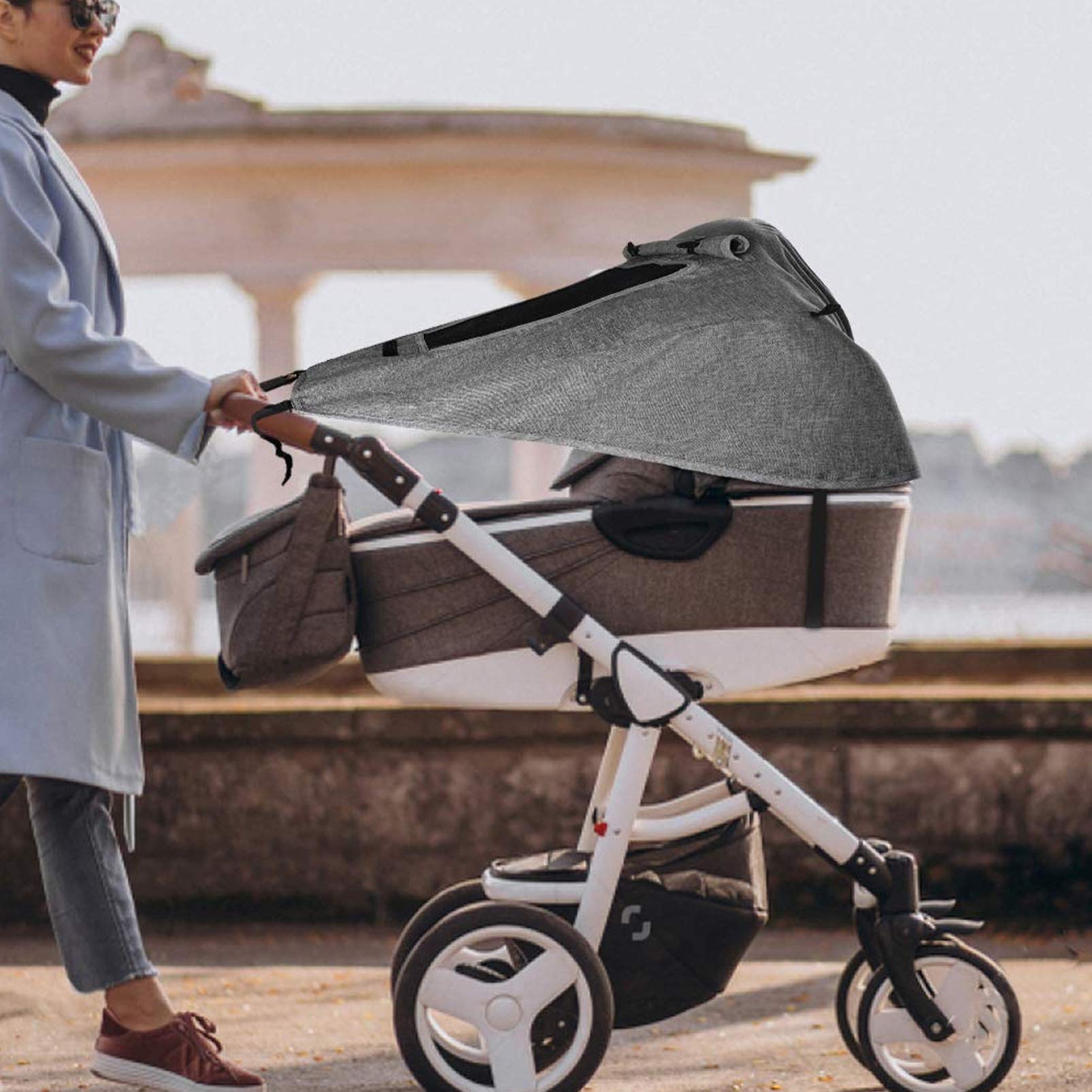 parasole per passeggino,Parasole per Carrozzina Universale Coperture,Anti-UV per Passeggini Universale,CapottinaParasole per Passeggino,Navicella - Regolabile (Nero)