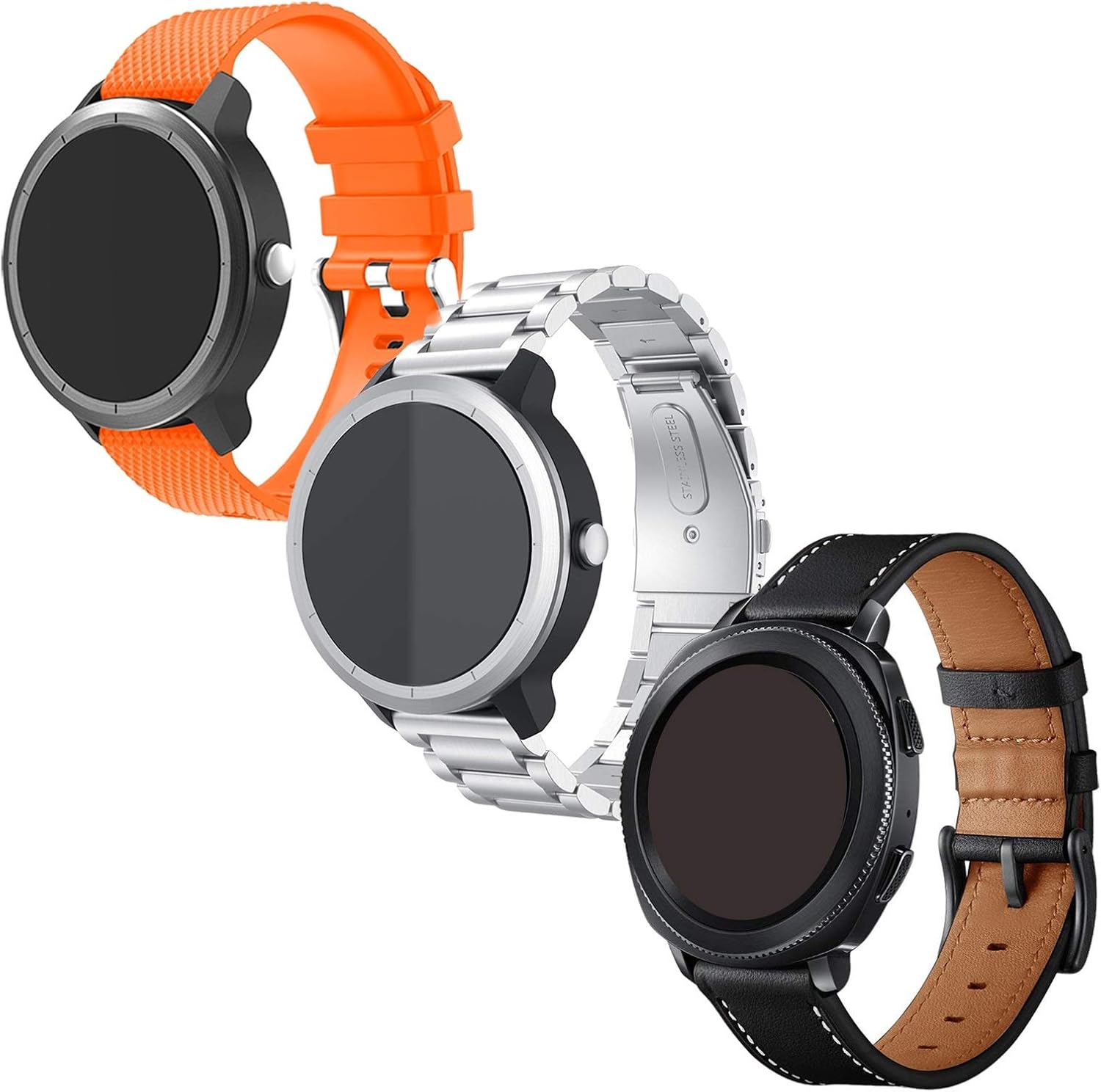 Watch Bands for Garmin Vivoactive 3, 20mm Bands for Garmin Forerunner 645/245/Galaxy Watch 42mm/Galaxy Watch 3 41mm/Galaxy Watch Active 2 40mm/44mm-3 Pack