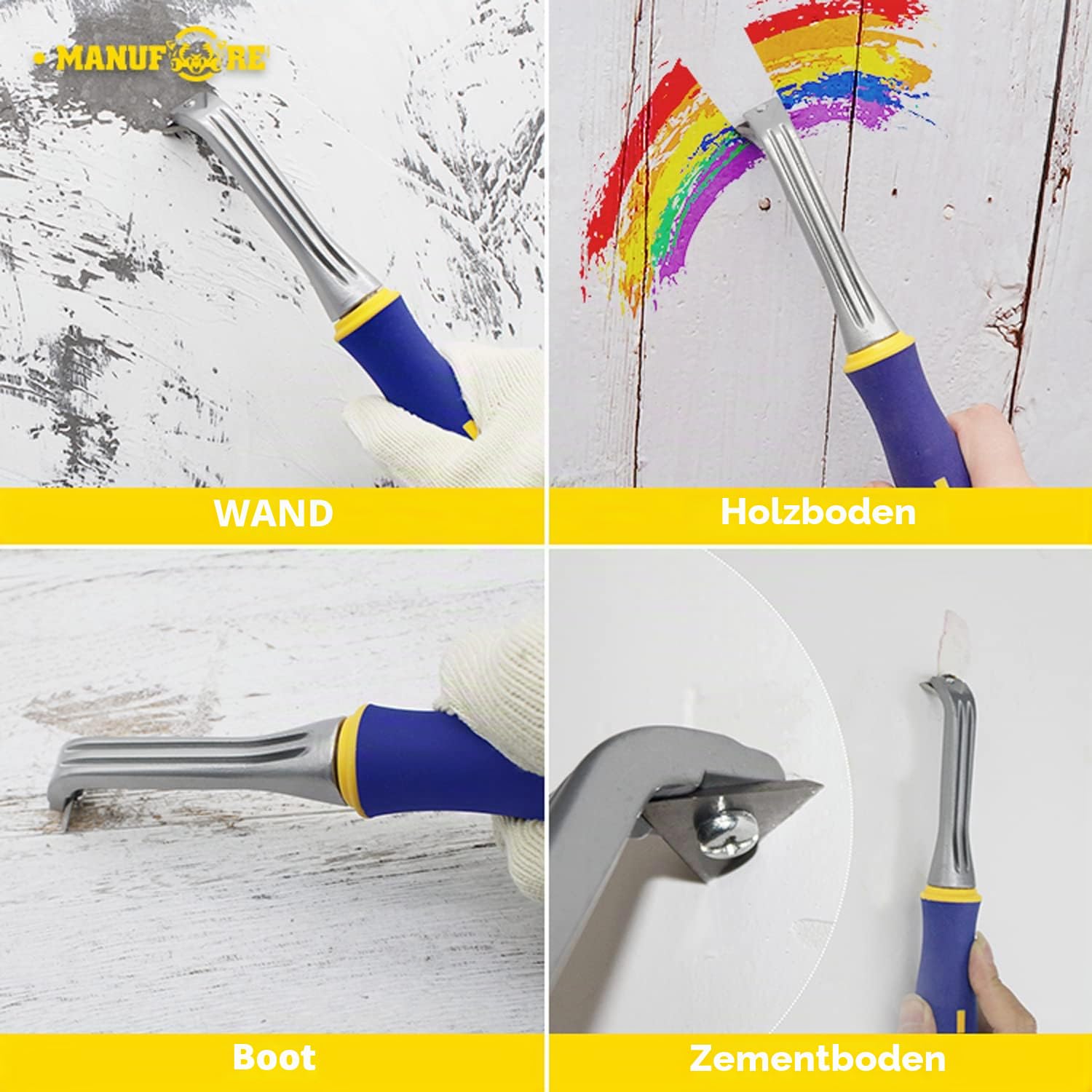 MANUFORE 1-Zoll Farbschaber,Schaber aus Kohlenstoffstahl mit dreieckiger Klinge, zum Abschaben von Farbe, Leim und Zementschlamm von Oberflächen und Ritzen