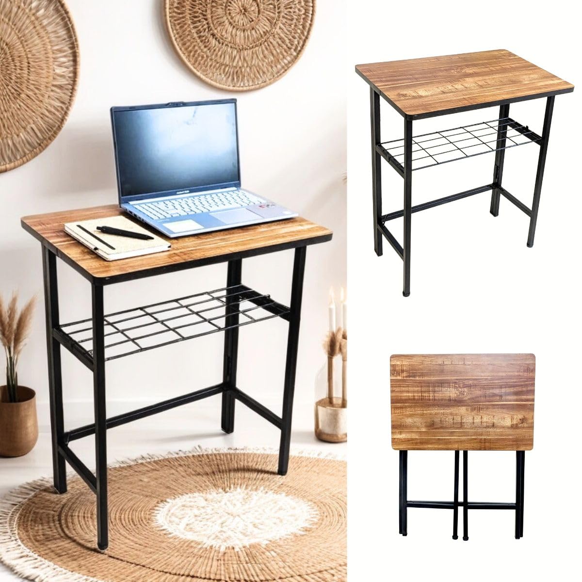 ANEXO Metal Folding Computer Work from Home Table for Laptop Study ...