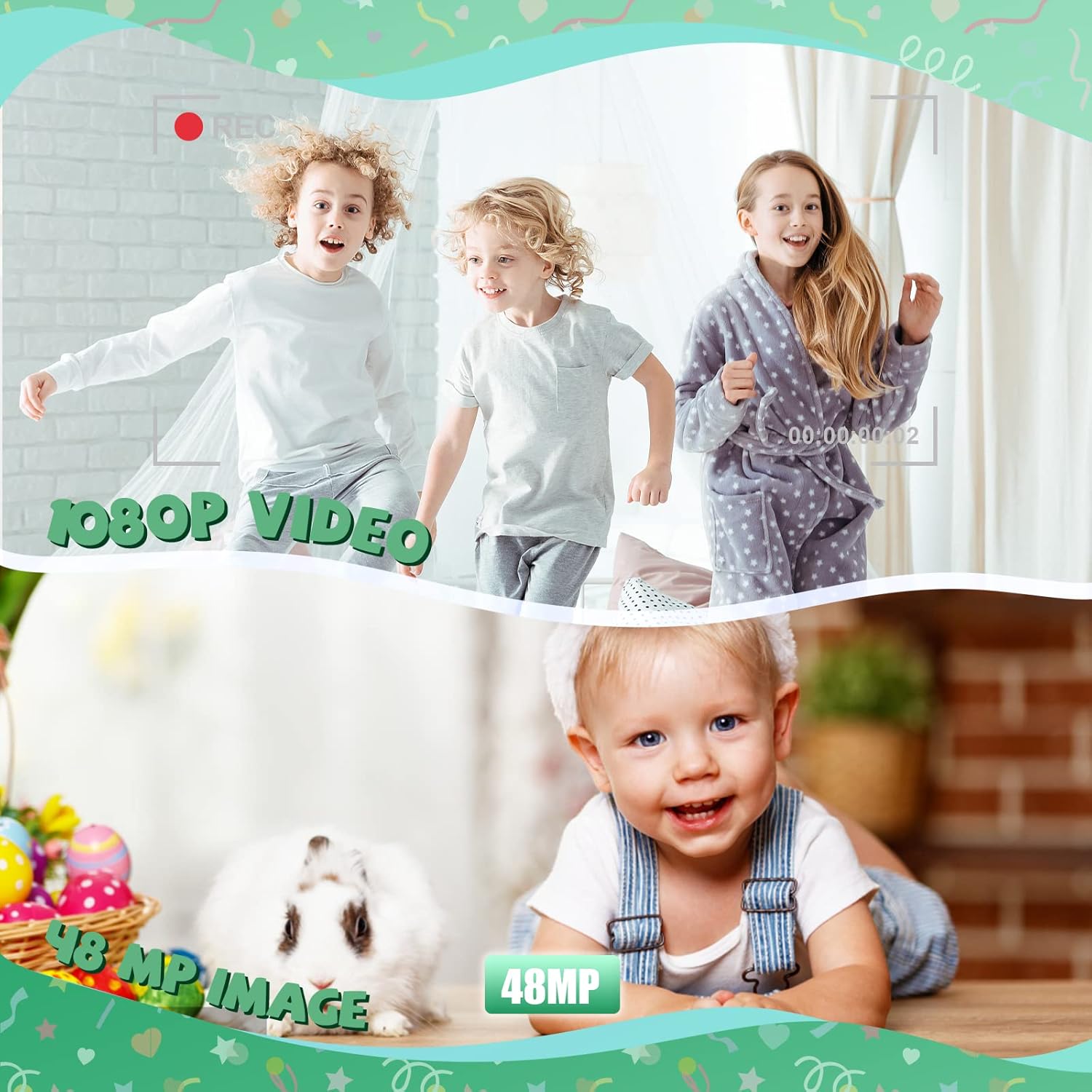 Bofypoo, fotocamera digitale, fotocamera autofocus 32G, scheda FHD 1080P, 48 MP, con zoom digitale 16x, fotocamera compatta, mini fotocamera portatile per adolescenti, studenti, principianti (verde) Bofypoo, fotocamera digitale, fotocamera autofocus 32G, scheda FHD 1080P, 48 MP, con zoom digitale 16x, fotocamera compatta, mini fotocamera portatile per adolescenti, studenti, principianti (verde)