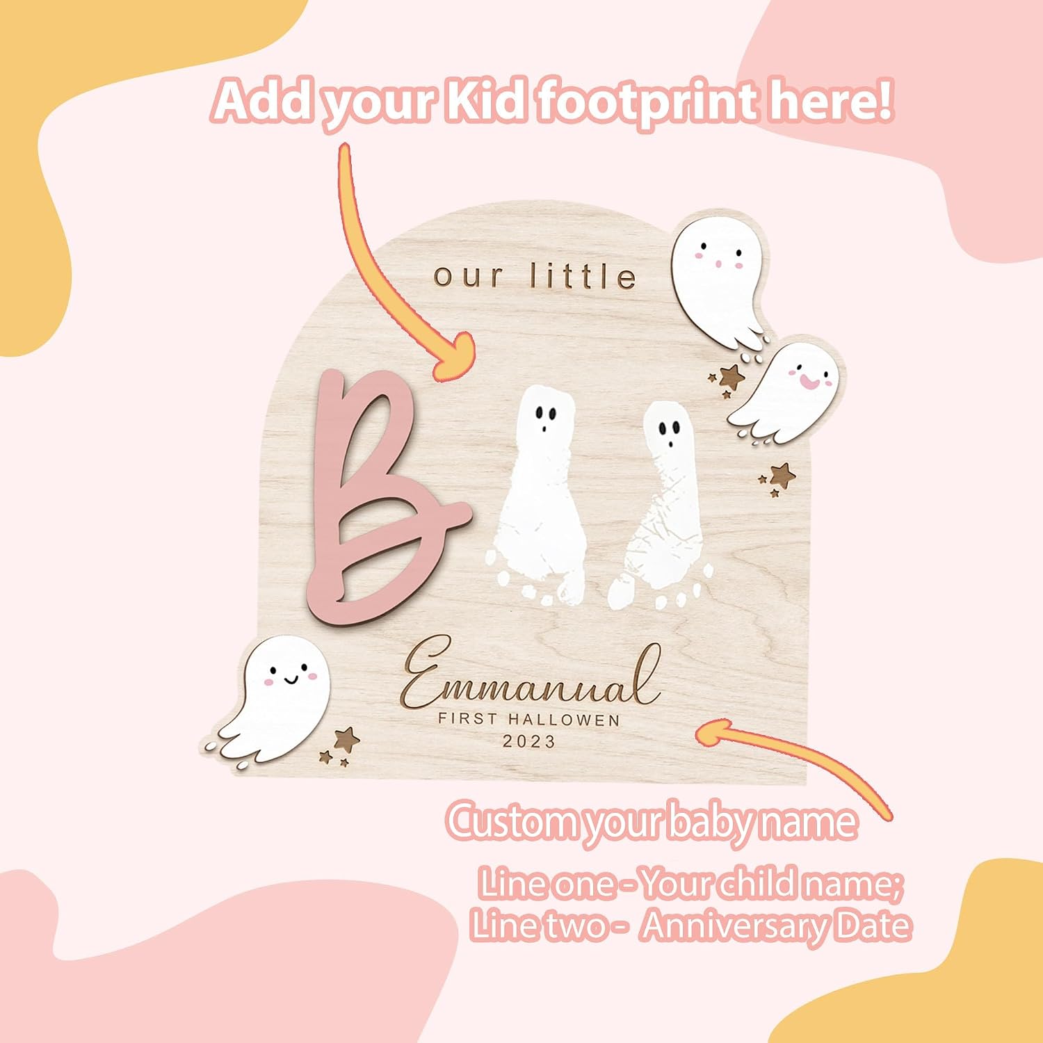 Custom Halloween Footprint Art, Baby’s First Halloween Keepsake, Gift For Mom, Halloween Kid Craft, My Little Boo Sign