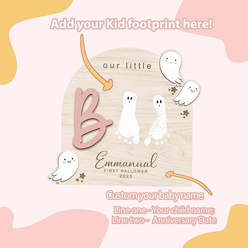 Miniatura 7 de Arte de huella de Halloween personalizado, primer recuerdo de Halloween del bebé, regalo para mamá, manualidades de Halloween para niños, letrero de