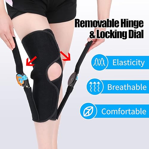 Miniatura 7 de Rodilleras ROM con bisagras, soporte inmovilizador de rodilla ajustable para dolor de rodilla, ACL, MCL, PCL, artritis, menisco, recuperación