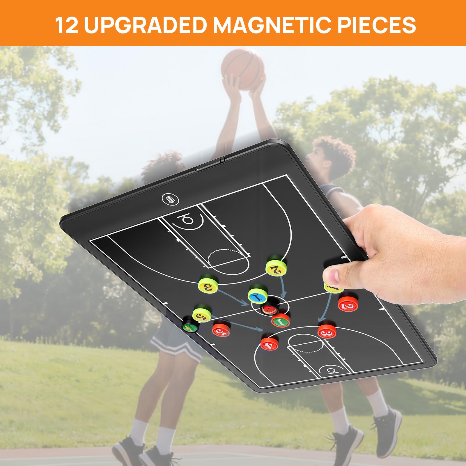Tableau noir tactique LCD de 16 pouces pour basket-ball Carte électronique mise à jour Pad magnétique tactique avec cadre en ABS écologique, imperméable, résistant aux chutes avec stylo de basket-ball