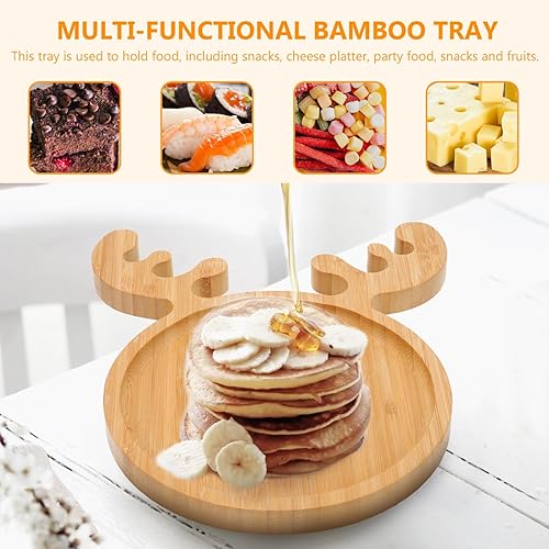 Miniatura 5 de DOITOOL Bandeja de madera de Navidad para servir sushi en forma de reno de Navidad, bandeja de aperitivos bandeja de charcutería de Navidad para
