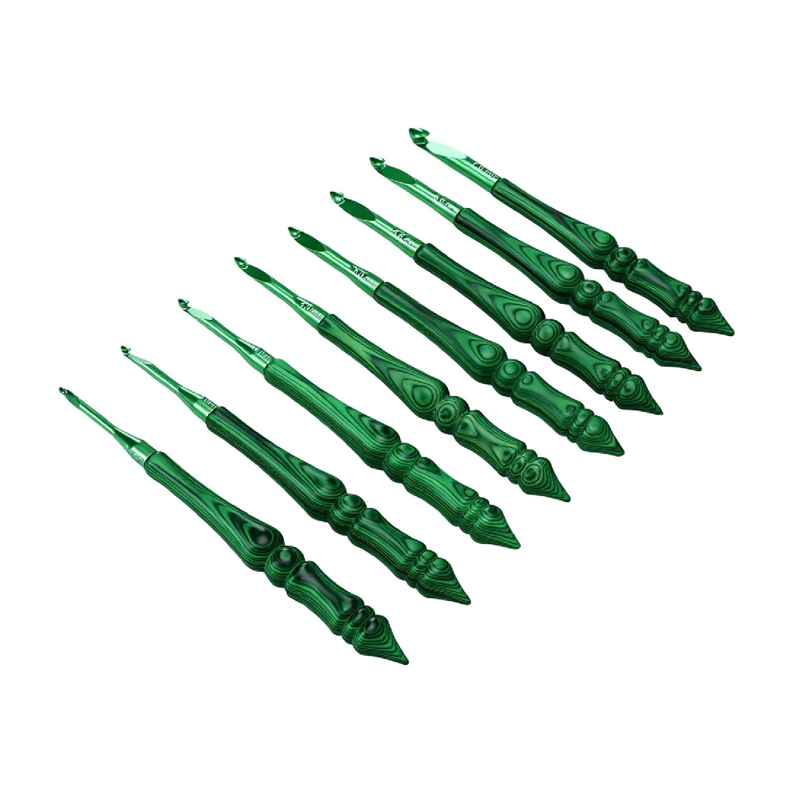 GOWENIC Set de Ganchillos Ergonómicos de Aluminio 8 Piezas | Agujas con de Madera de 3,0-7,0 Mm para Bufanda de Ropa