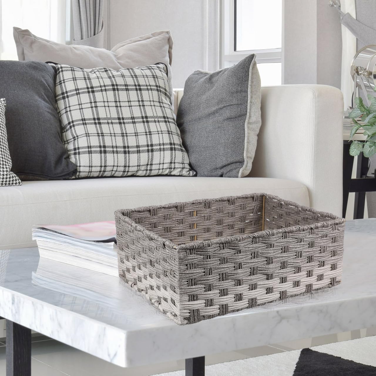 MAGICLULU Cesta Decorativa Multi-funzionale Rattan Imitazione Organizer Da Scrivania Per Casa E Ufficio Portaoggetti Pratico E Resistente Design Elegante Per Interni Per Stoccaggio E Decorazione