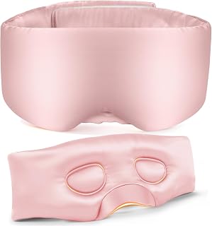 100% Mulberry Silk Sleep Mask, 3D Contoured Eye Mask with Zero Eye Pressure | 100% Blackout, Adjustable Wide Strap, Soft Breathable Sleep Mask for Travel, Sleeping & Relaxation, Gift for Women, Pink