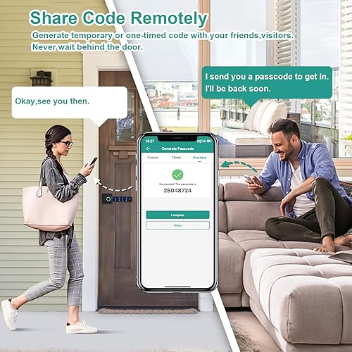 Miniatura 6 de Cerradura de puerta de huellas dactilares, perilla de puerta inteligente, cerradura de puerta de entrada sin llave con asa, cerraduras de puerta