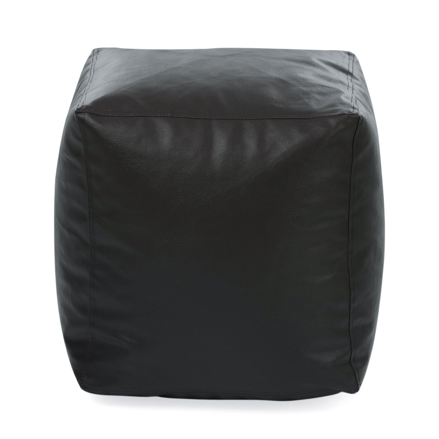 Style Homez Premium Leatherette Square Bean Bag Ottoman Stool L Size Black Color Cover Only
