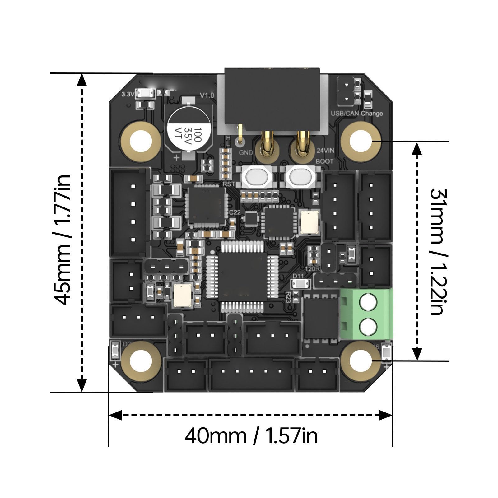 SEAFRONT Adattatore Estrusore EBB42 GEN2 Scheda Adattatore Estrusore Stampante 3D Comunicazione CAN USB Pulsante BOOT Accelerometro MEMS con Protezione ESD per Motore Passo-passo NEMA 14