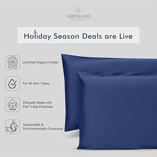 Miniatura 2 de Fabdreams - Juego de sábanas de algodón 100% orgánico, tejido de percal, 4 piezas, 300 hilos, certificado GOTS, transpirable, fresco, acabado de