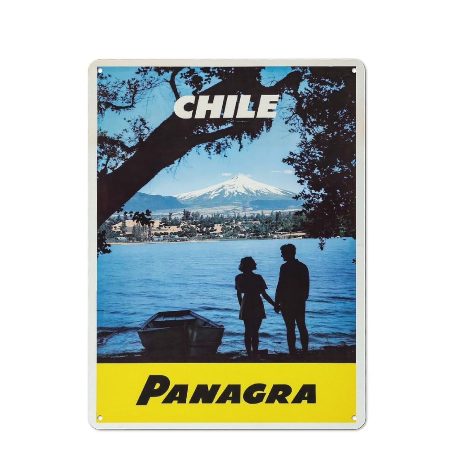 Chile Travel Metal Wall Plaque 40x30cm, Character Room Wall Plaque for Hallway, Home Bar, Garage Or Study