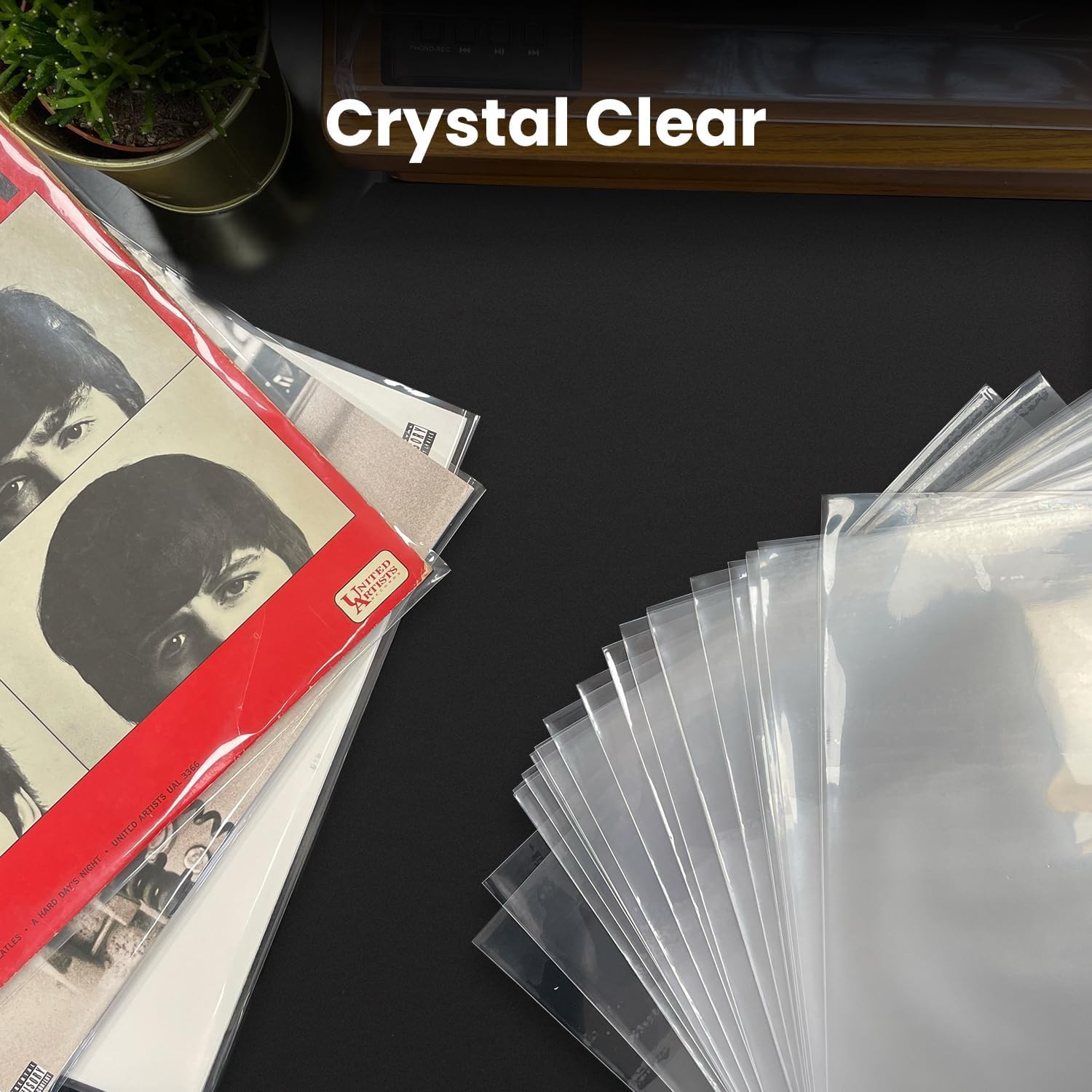 EVEO 200 Schallplattenhüllen außen – kristallklare äußere Vinylhüllen LP Album Covers 32,4 x 32,4 cm – perfekte Passform Schutz 3 mm Schutz für Einzel- und Doppel-LPs – Archivstandard