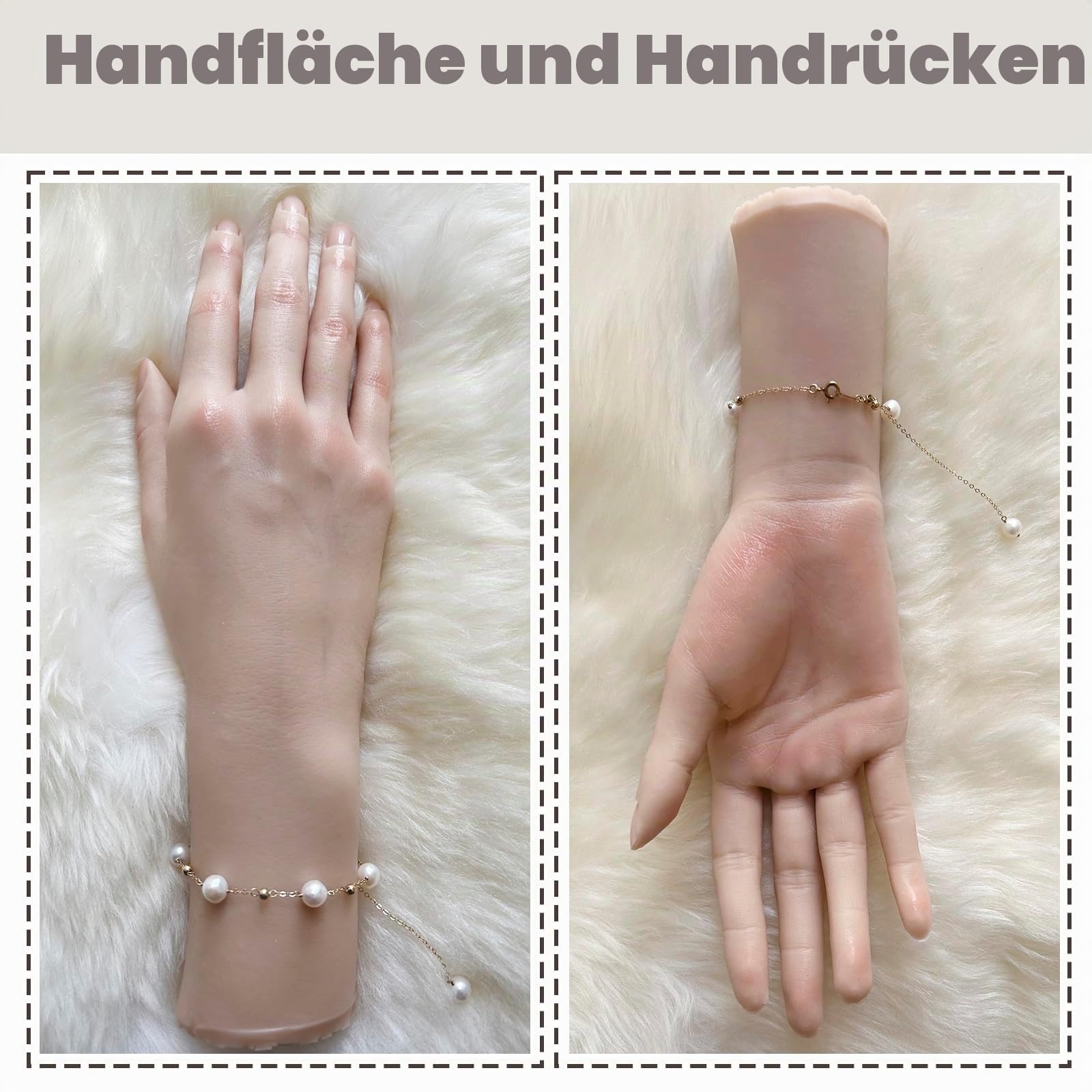 Realistische Silikon Hand Schaufensterpuppe Lebensechte weibliche Hände Modell für Acryl Nägel Zeigen Schmuck Scherzartikel Halloween Requisiten Fotografie Requisiten (Linke Hand)
