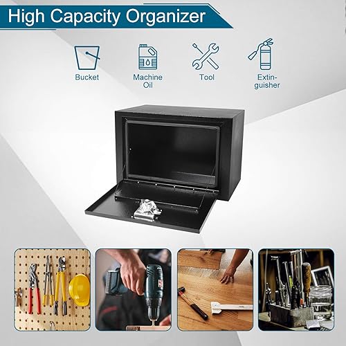 Miniatura 91 de Caja de acero para camión, 30 x 18 x 18 pulgadas, caja de acero resistente para remolque, caja de herramientas para camión, organizador