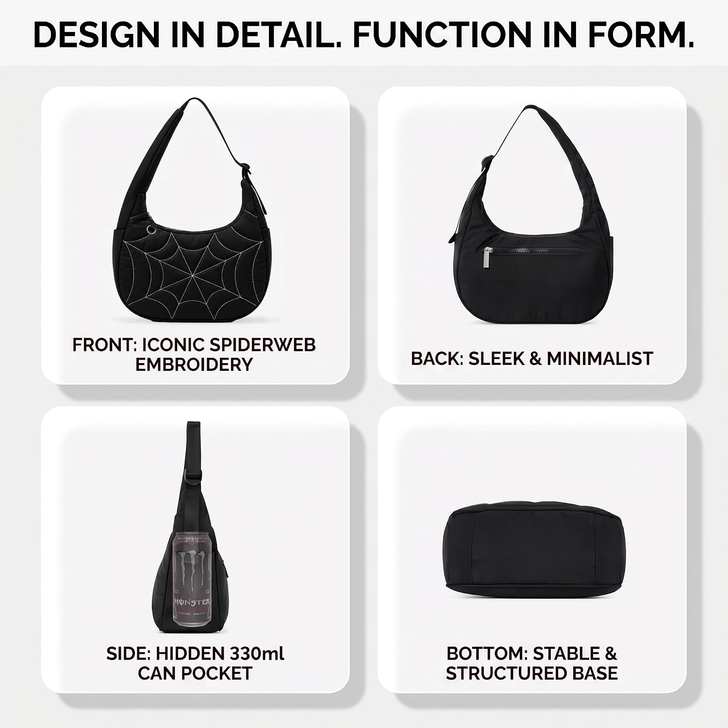 Spring Shoulder Bag Nylon PU Adjustable Double Shoulder Strap 330ml Easy Pull Can Pockets Casual Fashion For Women