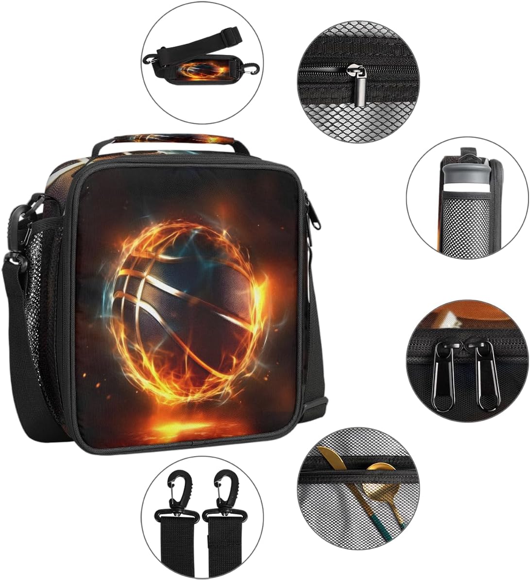 Flame Basketball Boys Lunch Box School