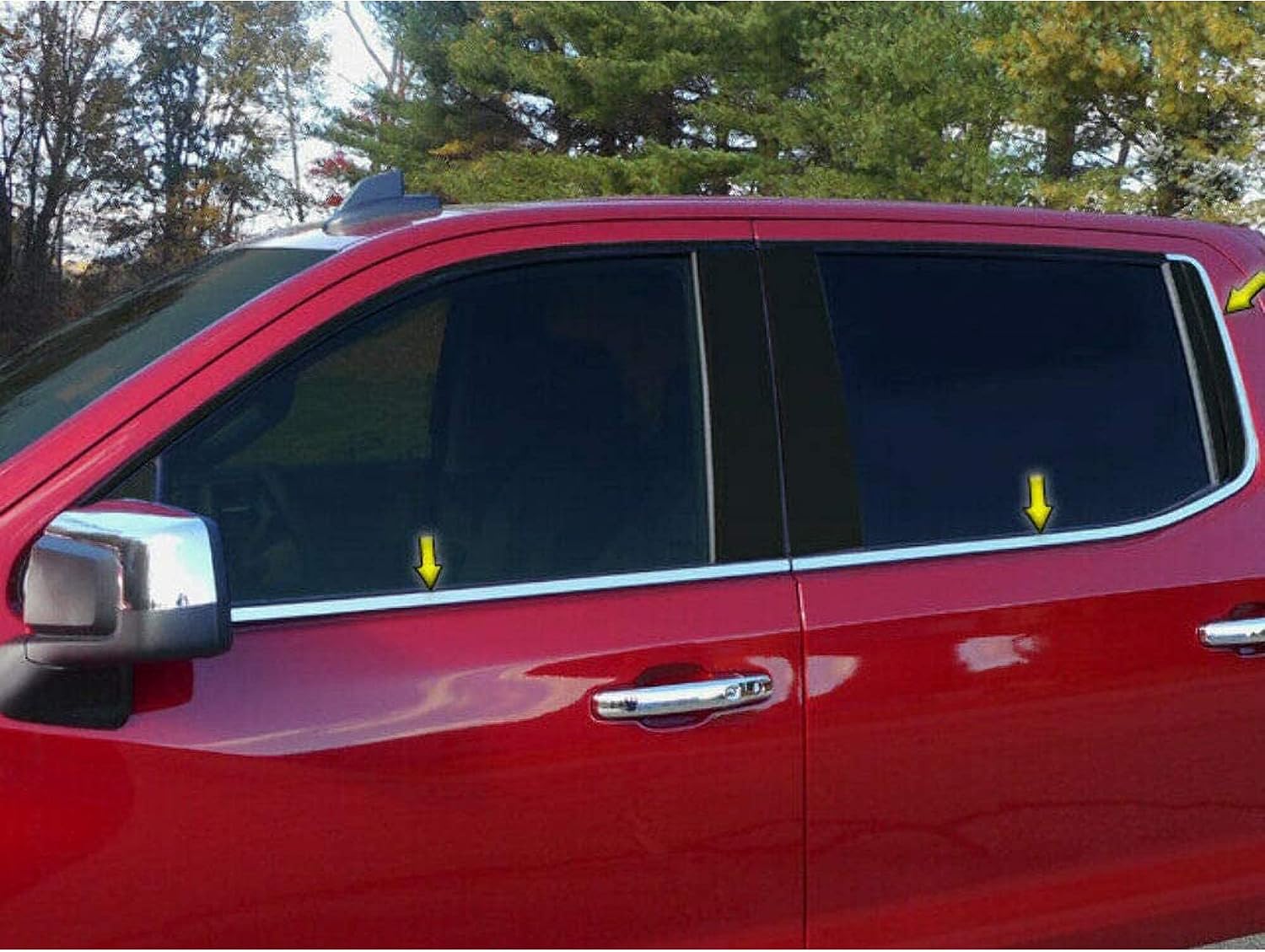 QAA is Compatible with 2019-2026 Chevrolet Silverado 22 Piece Stainless Window Trim Package, Includes Upper Trim, Window Sills, and Pillar Posts WP59170