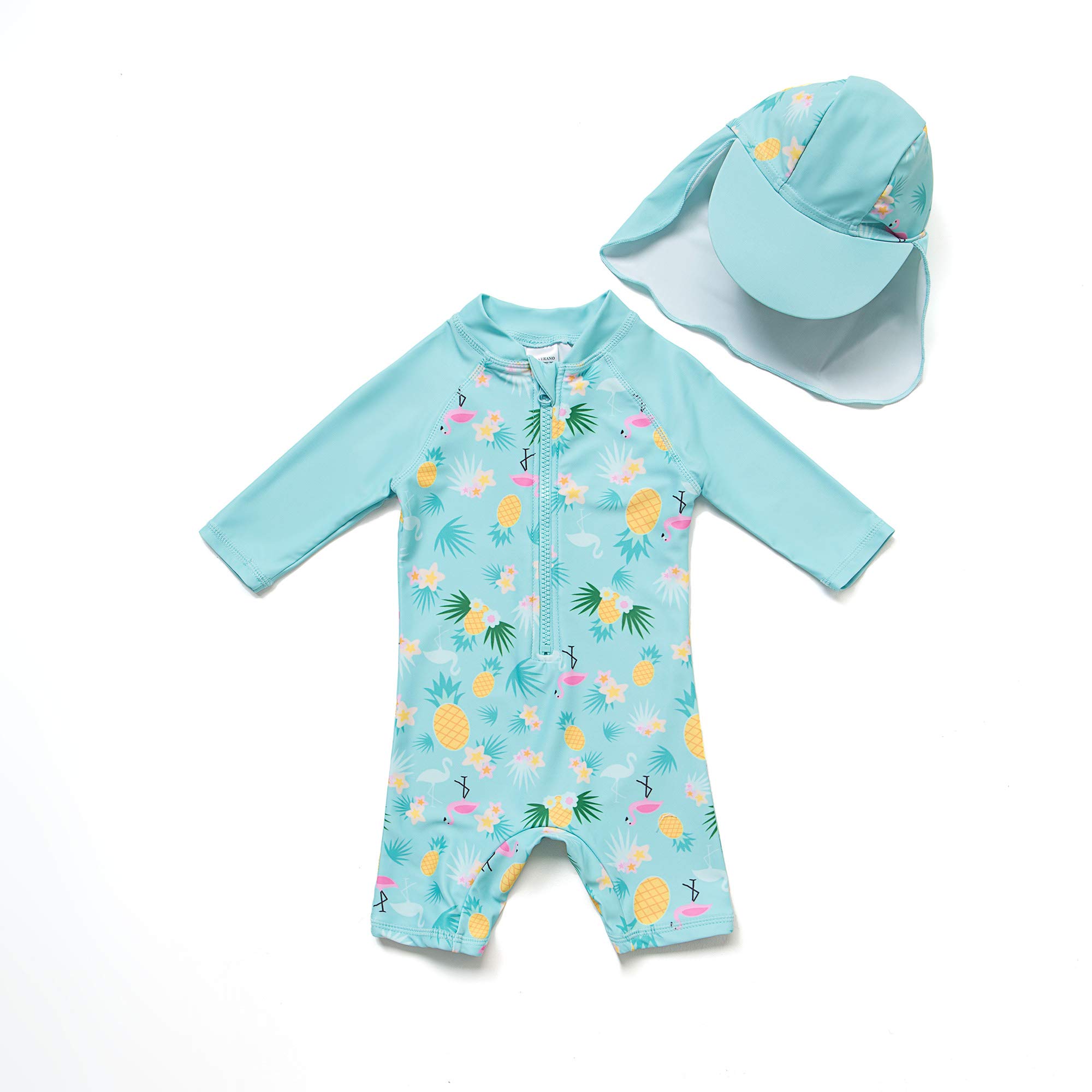 BONVERANO Bañador Bebé Niña Manga 3/4 UV 50 + Bañador Enterizo