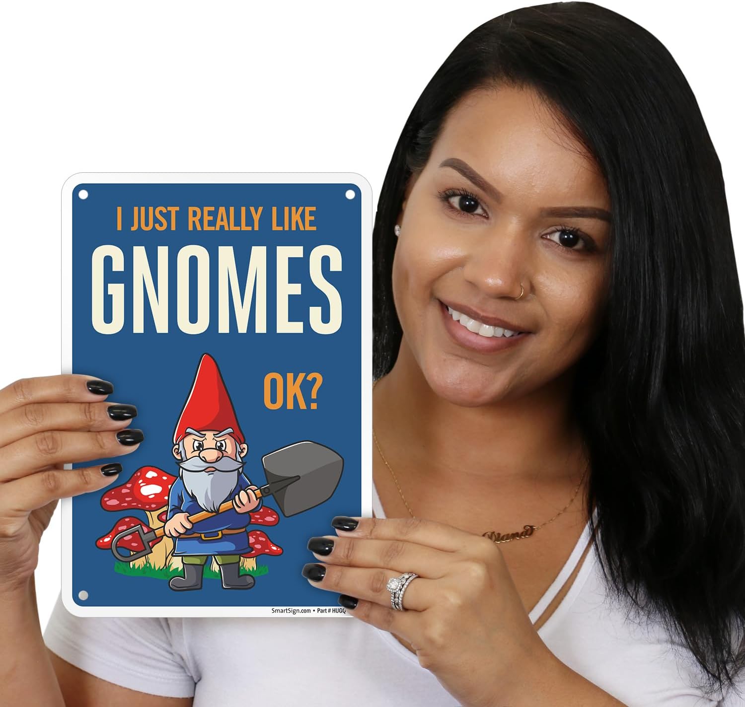 SmartSign "I Just Really Like Gnomes OK" Funny Animal Sign - 10" x 7", 40 mil Laminated Rustproof Aluminum Metal, For Gift, Yard, Cafe, Room, Made in USA image 2