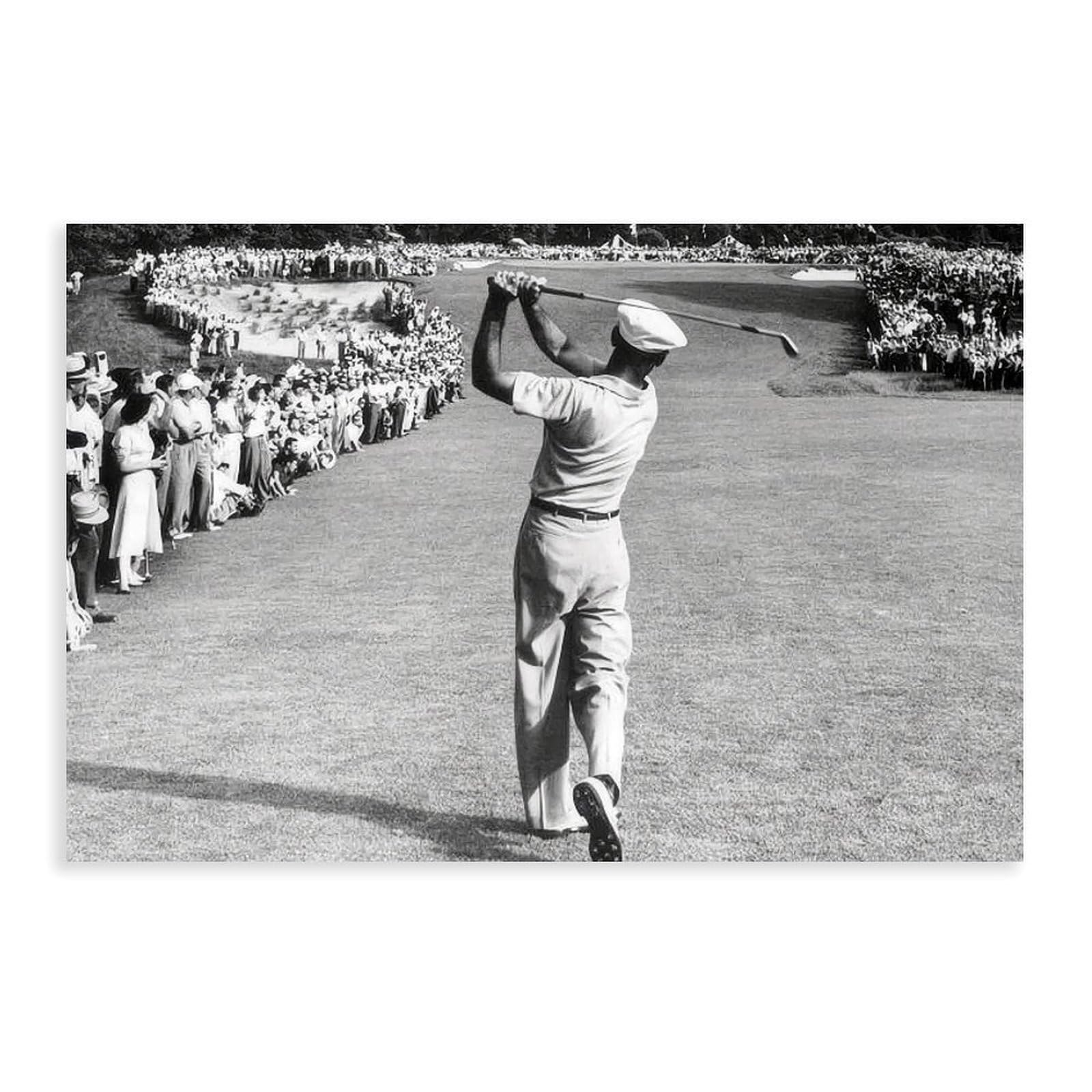Ben Hogan's Famous Golf Shot - Black And White Poster Canvas Poster Wall Art Decor Print Picture Paintings for Living Room Bedroom Decoration 24x36inch(60x90cm)