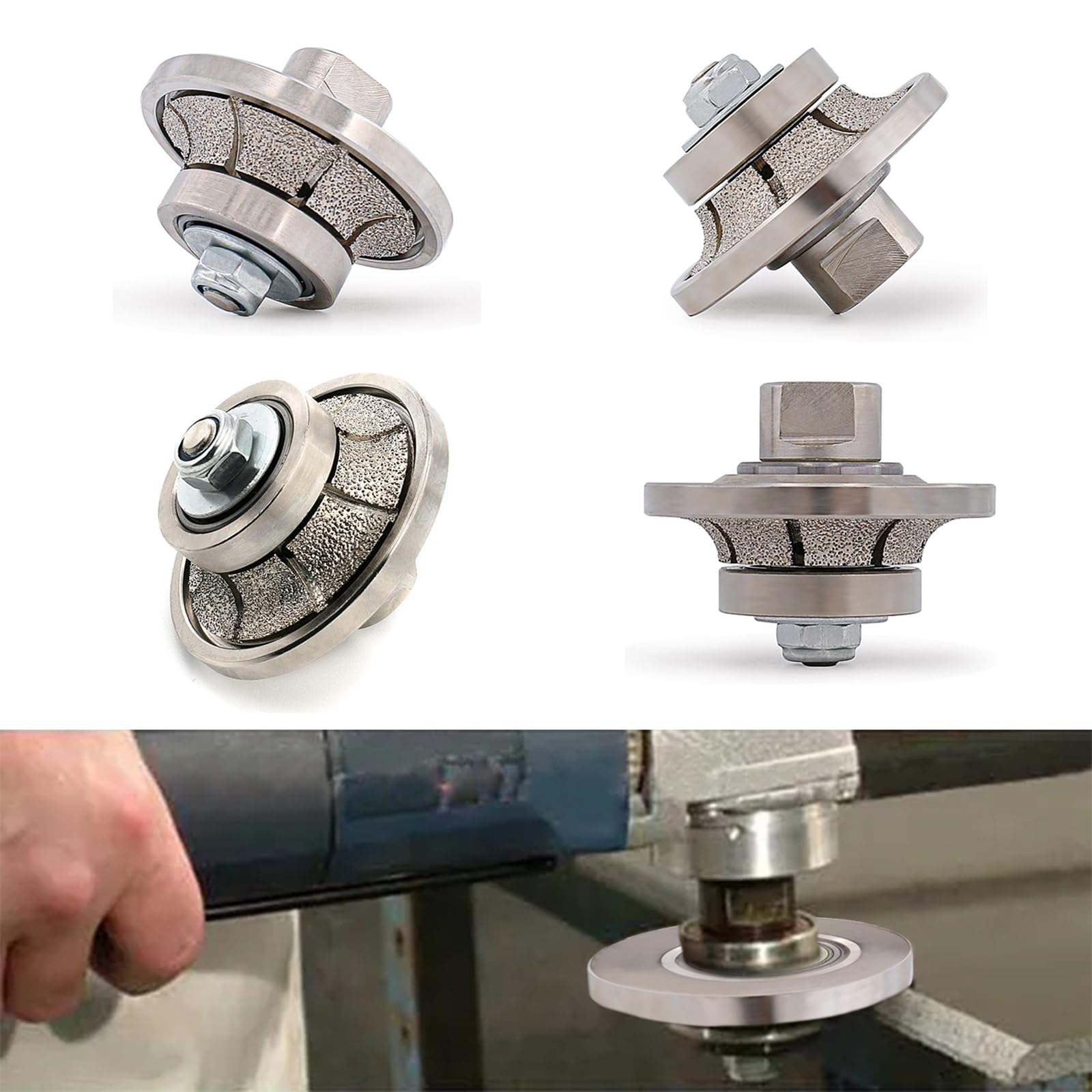 B10 3/8 "Media Bullnose Roundover Diamond Hand Profiler Brocas Para Perfiladora Fresa 45 Grados Madera