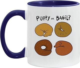 Gift for Dog Lovers Puppy and Bagel Sleeping Pets Present for Animal Fans 11oz 15oz Inner Color Accent Mug