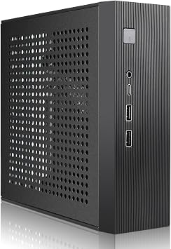 Mini ITX HTPC Case,SFF Small Form Factor Mini-Tower PC Case 0.6mm SPCC Computer Chassis Vented Panels Support Mini-ITX Motherboard170x170mm with USB-C Audio for Desktop PC Wall-Mounted