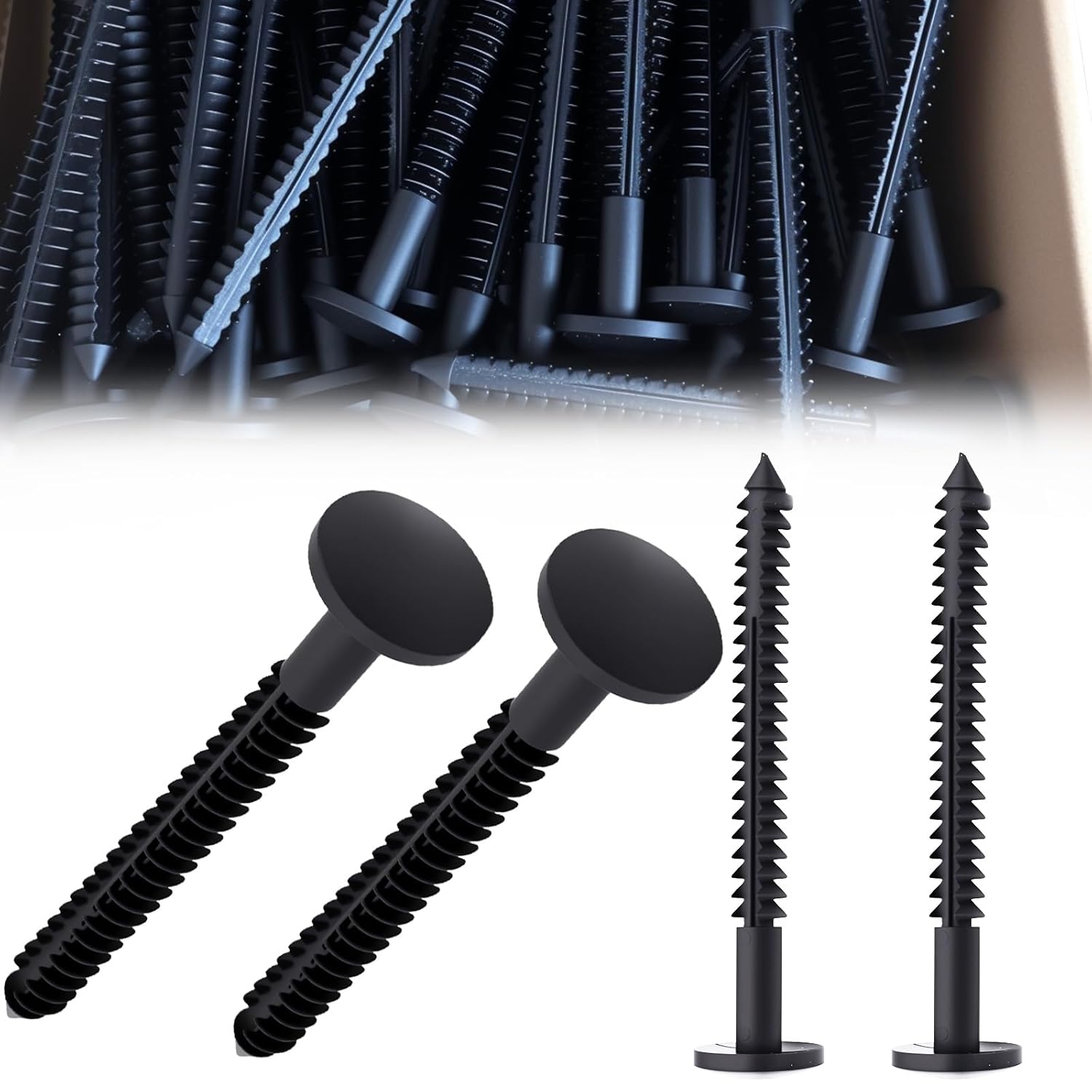 120PCS 3 Inch Vinyl Shutter Fasteners, Black Shutter Screws for Window Panel Installation, Reverse Barb Design, Weatherproof Anchors for Stucco Brick Siding