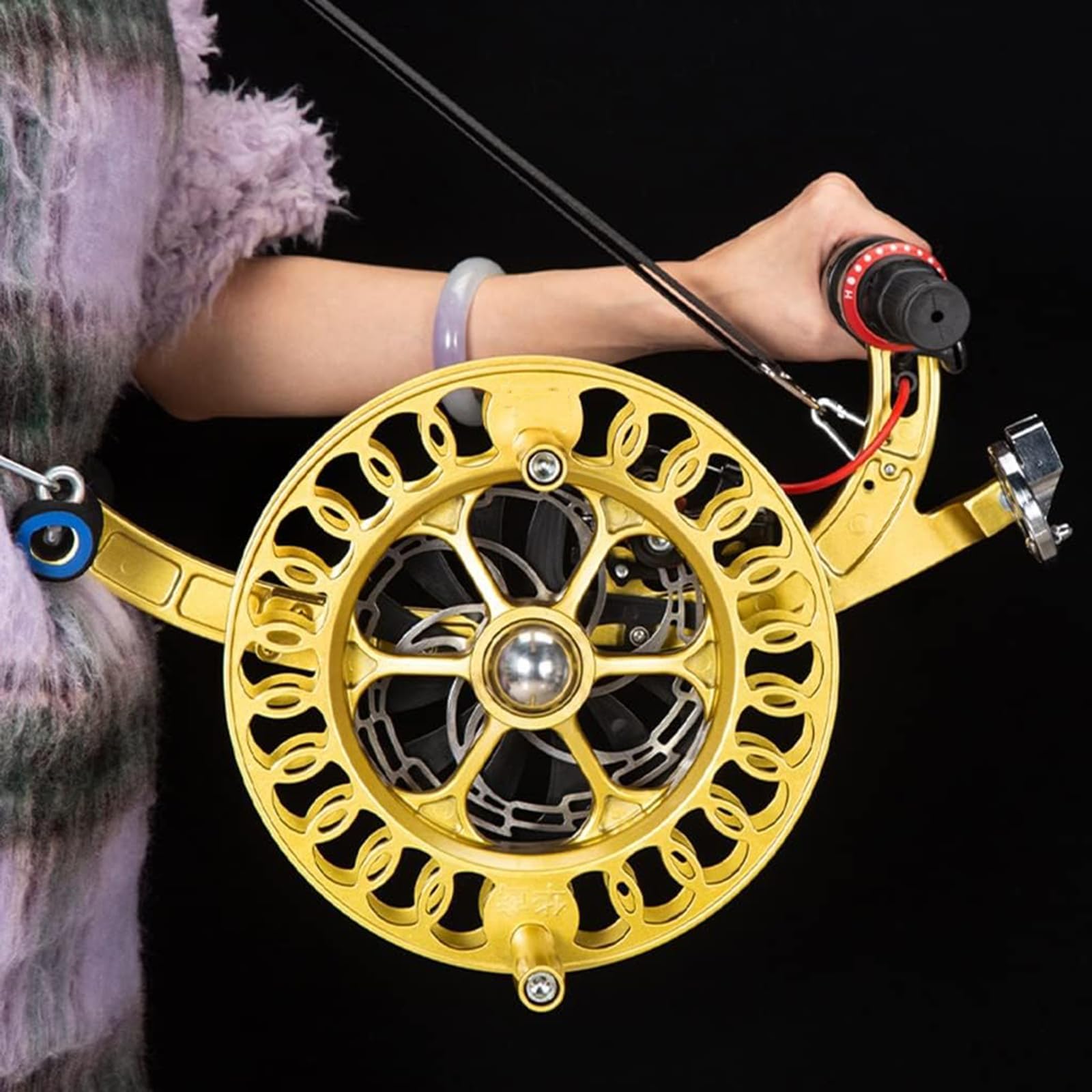 Drachenrollenwickler, 25,9 cm Durchmesser, 360° Rundum-Schnurführung, Scheibenbremse und Rücklaufsperre, Nutbreite 3,5 cm, Tiefe 4,0 cm, geeignet für große Drachen