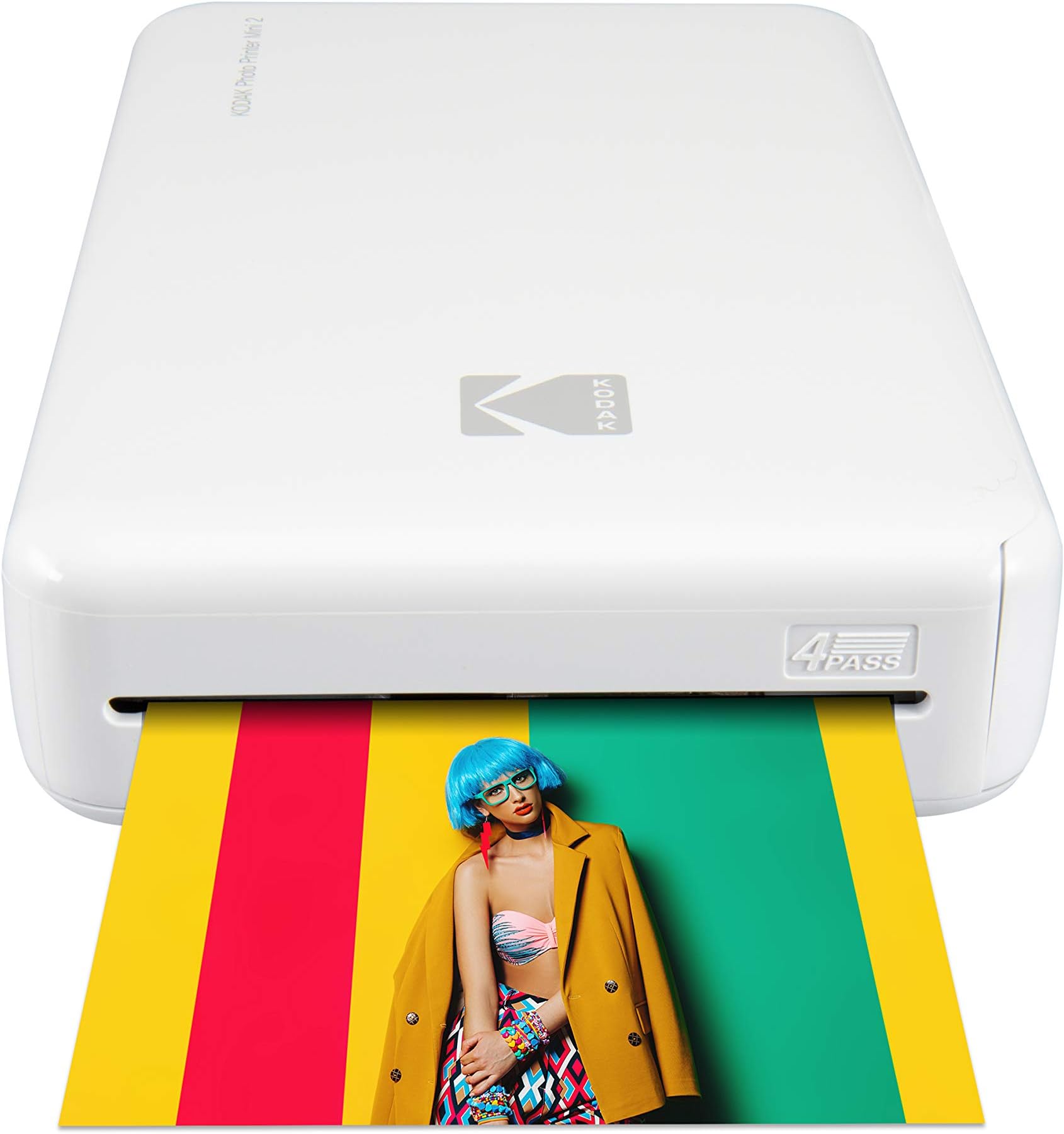 Kodak Mini 2 HD Wireless Mobile Instant Photo Printer w/4PASS Patented Printing Technology (White) – Compatible w/iOS & Android Devices - Real Ink in an Instant