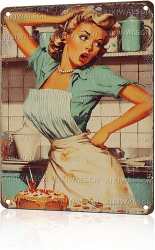Arte de pared divertido de los años 50, diseño retro de ama de casa, tarta, horneado, desastre, cartel vintage para panadero, decoración de póster