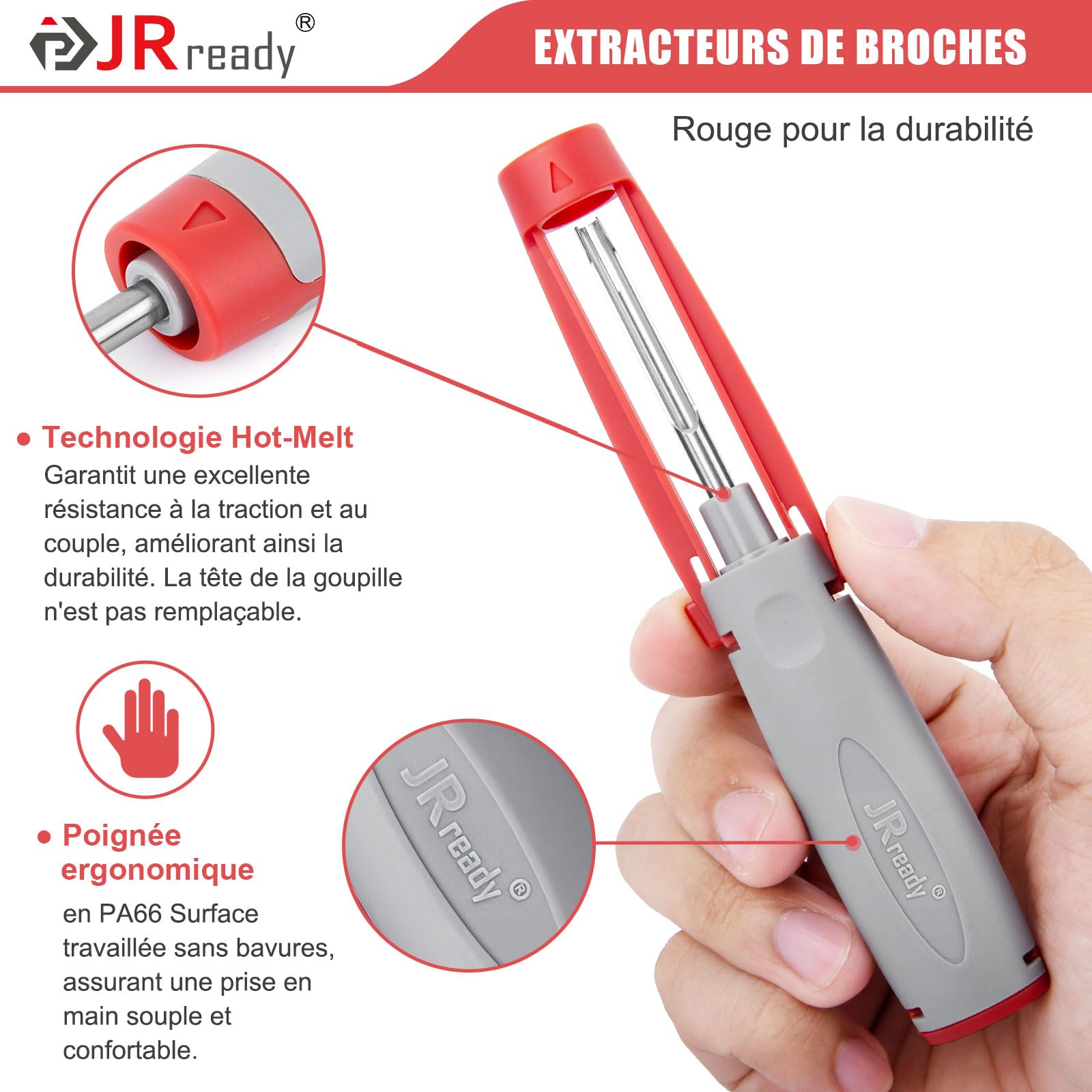 JRready JRconDRK24A20-02 Extracteurs de Broches, Auto Terminals Enlèvement Outil Kit Extracteur de Cosses Connecteur pour le transport ferroviaire, pour les connecteurs Han D/WAIN/Harting/Weather-Pack