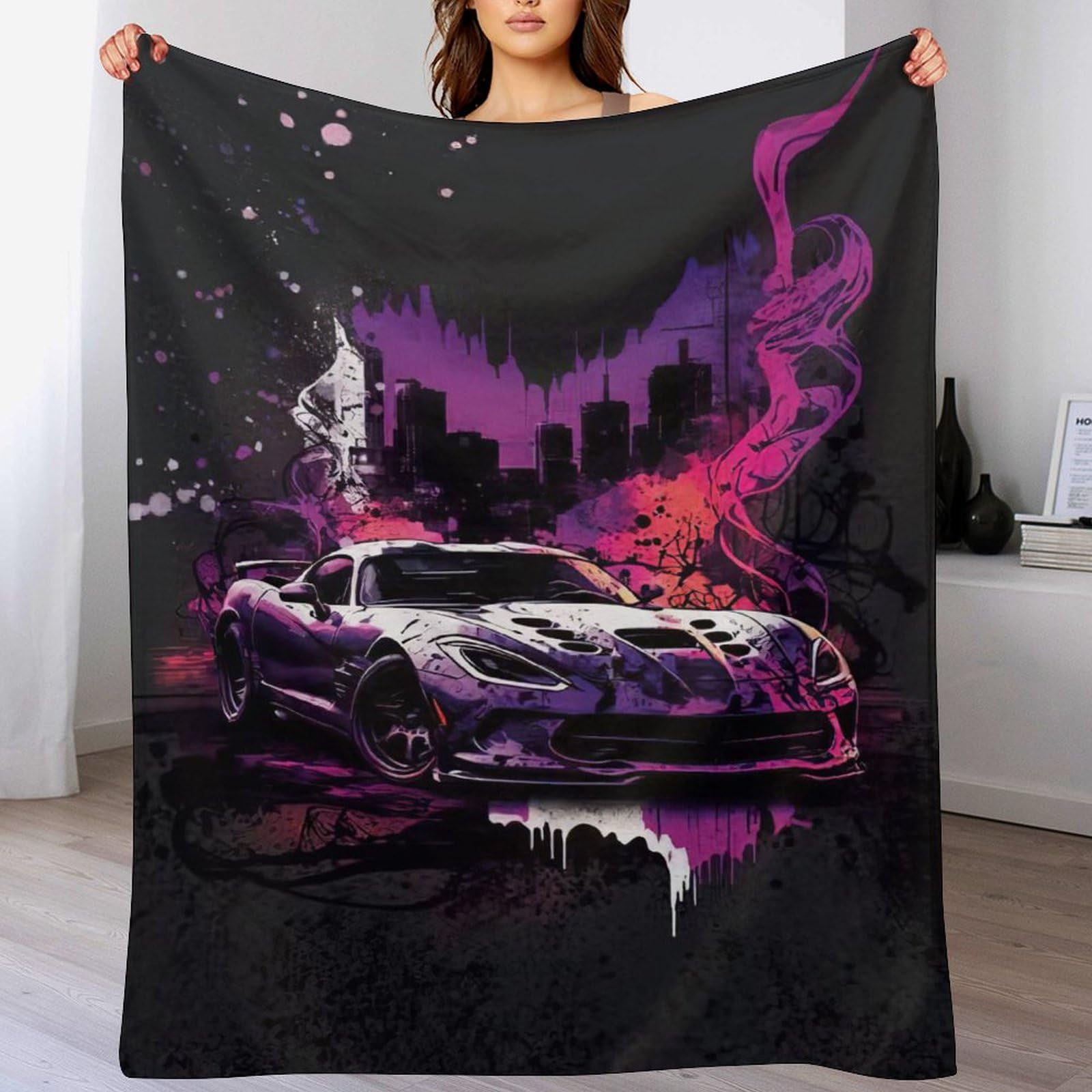 Couverture voiture de sport plaid flanelle doux jeté de lit adulte enfant