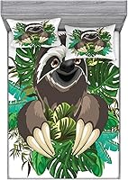 Vista 36 de Ambesonne Island Map - Juego de sábanas bajeras y fundas de almohada, mapa del tesoro súper detallado, diseño de piratas rústicos grungy, tema