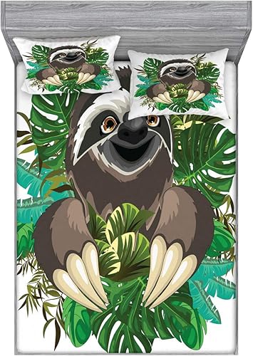 Miniatura 42 de Ambesonne Juego de sábanas bajeras y fundas de almohada, diseño retro de los videojuegos con botones de joystick vintage de los años 80 y 90, diseño