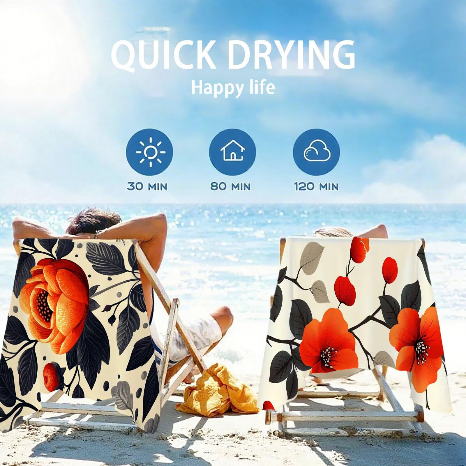 Ręcznik plażowy z mikrofibry 90 x 200 cm prześcieradło plażowe przeciw piaskowaniu kwiat ręcznik plażowy XXL fabryczny ręcznik plażowy szybkoschnący, miękki i bardzo chłonny szybkoschnący do podróży