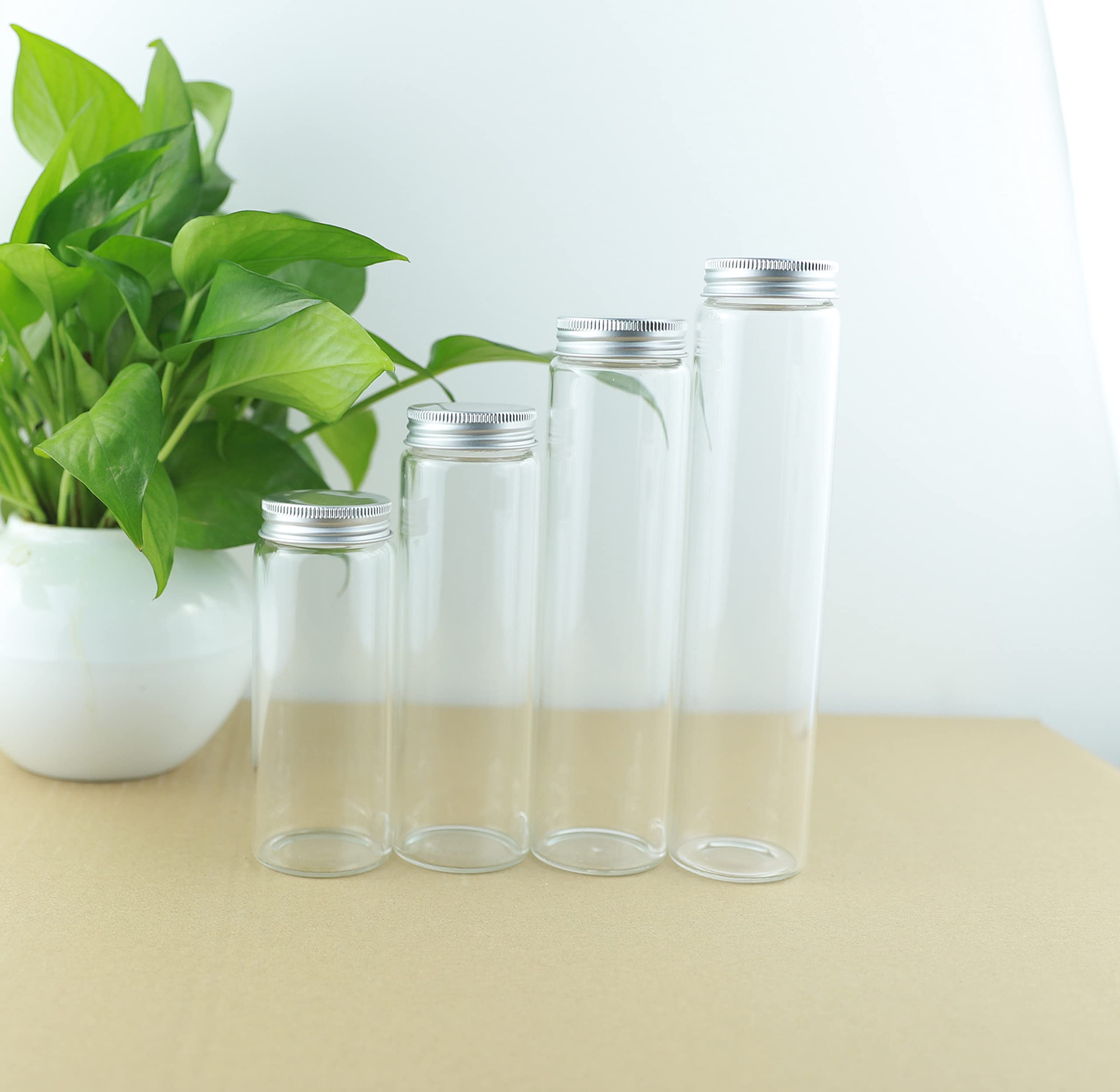 SYLALE 6 Piezas 47 * 150mm 200ml Botella de Vidrio Vial tapón de Rosca de Plata Frasco Lindo Viales DIY artesanía contenedor Transparente Tubo de ensayo frascos de Vidrio