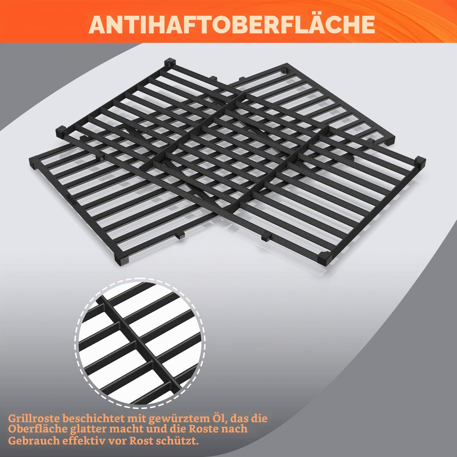 QuliMetal 7637 Grillroste für Weber Spirit E210, E220, S210, S215 mit Frontbedienung, Ersatzteile für Weber Spirit 200 und GS4 Spirit II E210, Spirit II E220, 44,5 x 25,9 cm, 2er-Set