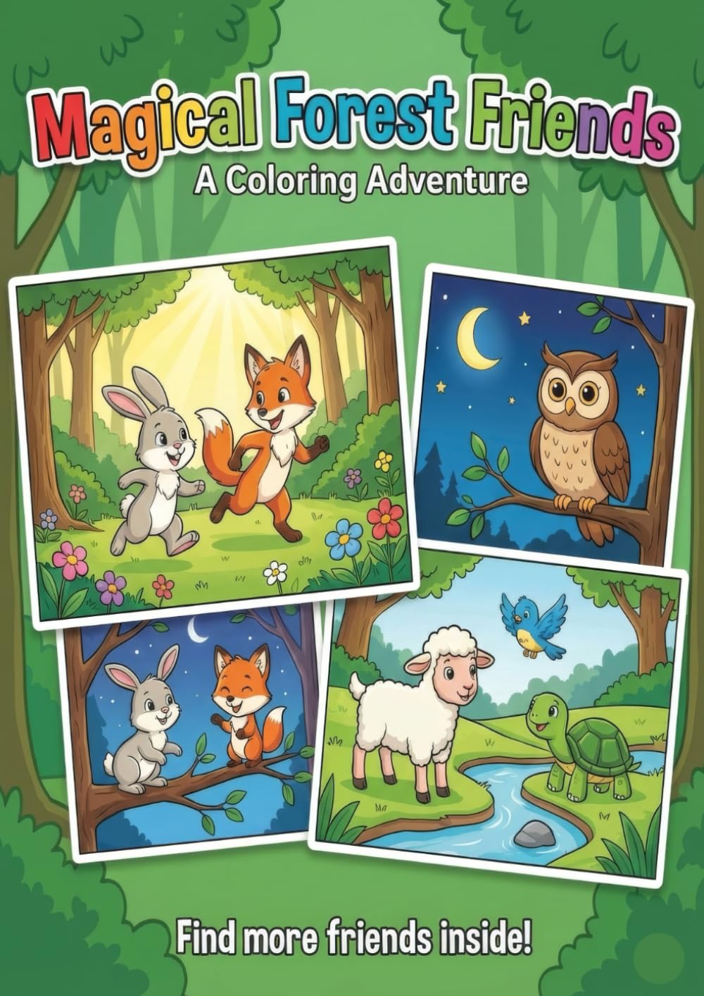 Magical Forest Friends: Bold and Easy Animal Coloring Book for Adults and Teens | Simple Designs for Stress Relief and Relaxation | 8.27 x 11.69 Unique Format