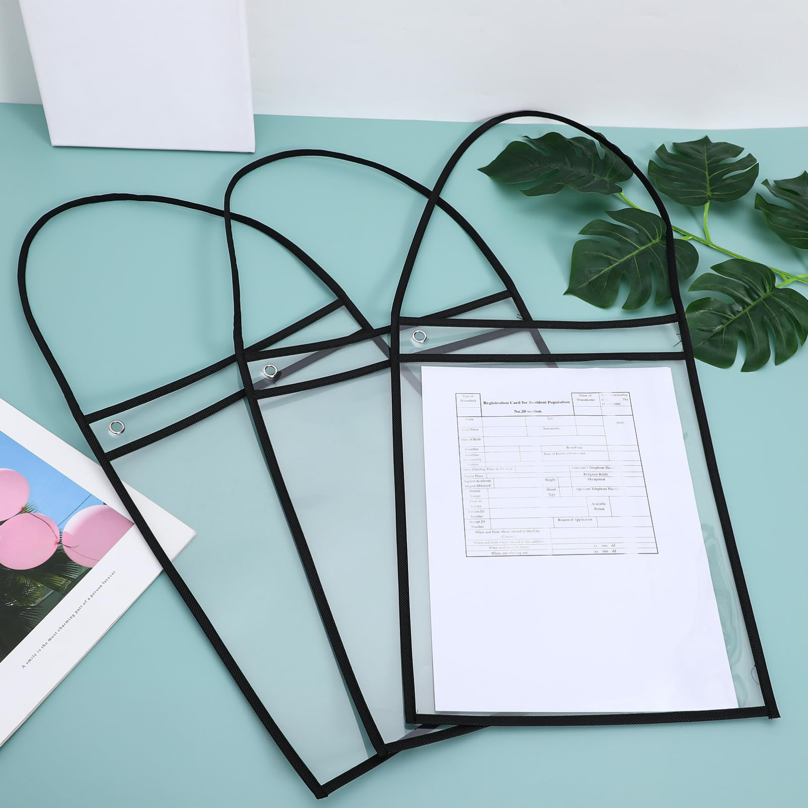 Lot de 30 Pochettes Pvc Transparentes Effaçables à Sec Suspendues, Format Standard, Réutilisables Adhésives, pour Bureau et Organisation en Classe