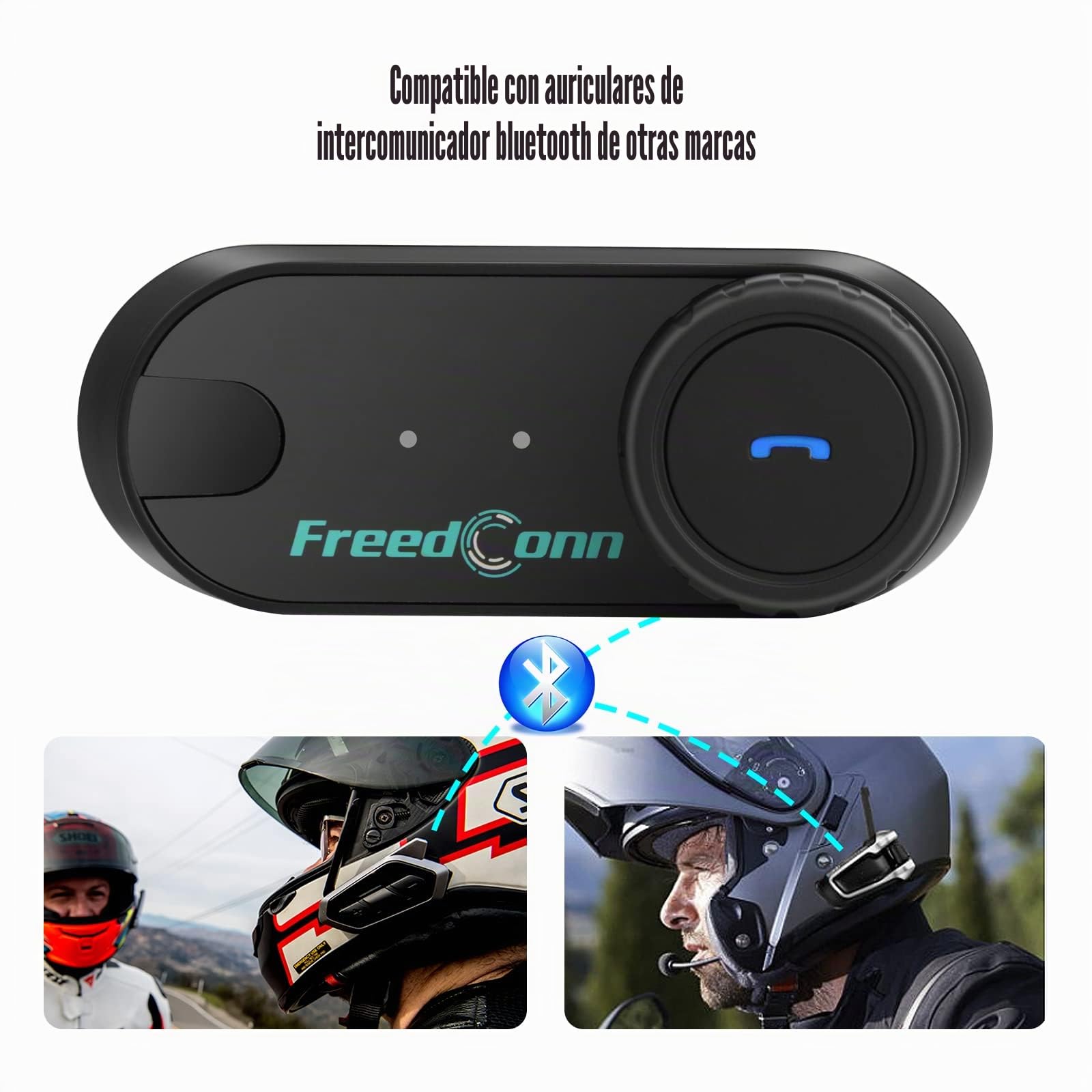 FreedConn Auriculares Bluetooth para motocicleta TCOM VB, altavoces para casco de motocicleta, 3 conductores, emparejamiento de 800 m, 2 conductores, intercomunicador de casco para motocicleta, ajuste