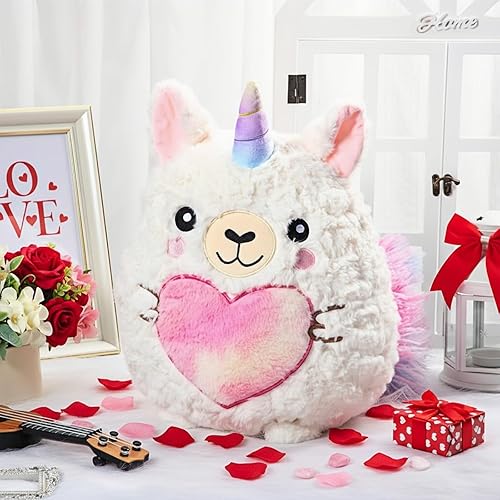Miniatura 4 de Leyndo Almohada de felpa de Llamacorn de 14 pulgadas, lindo unicornio y llama, almohada de felpa suave de llama para regalos de cumpleaños,