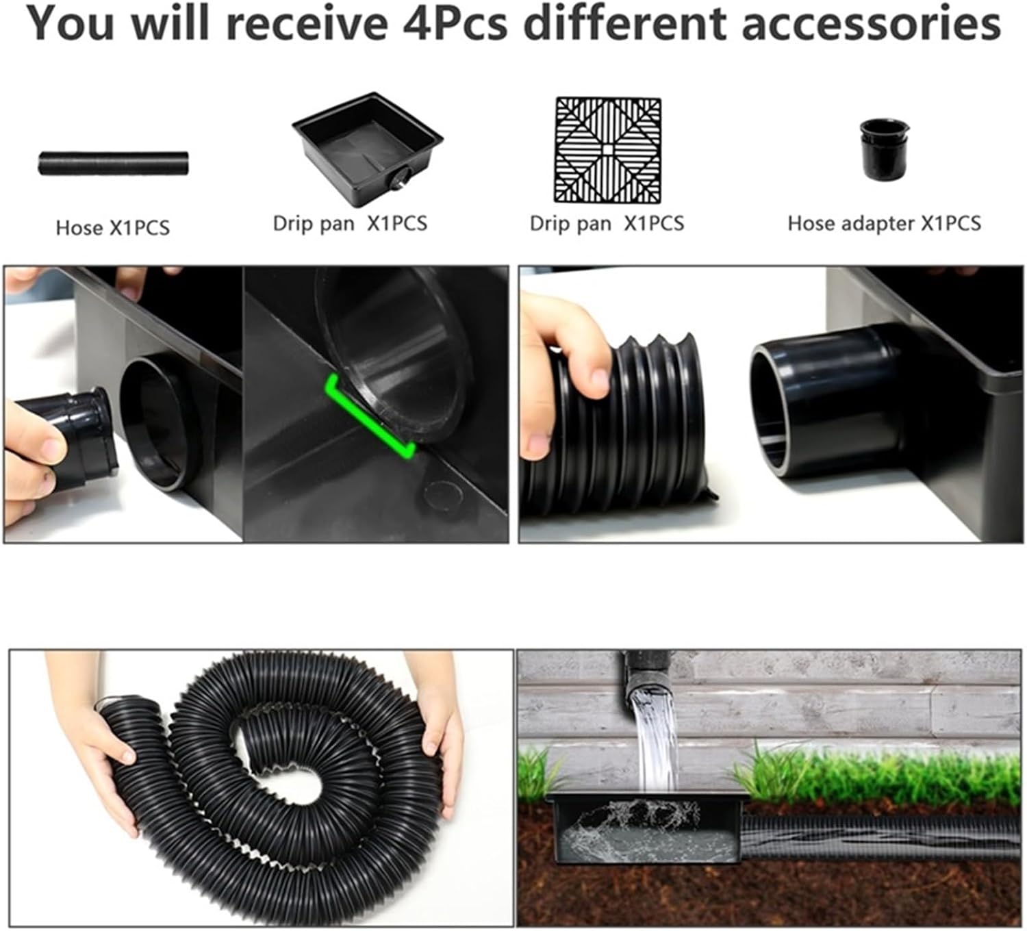 Rain Gutter Downspout Extensions Catch Basin Downspout Flexible Extension Storm Drain Drainage System Adapter for Patio Ground