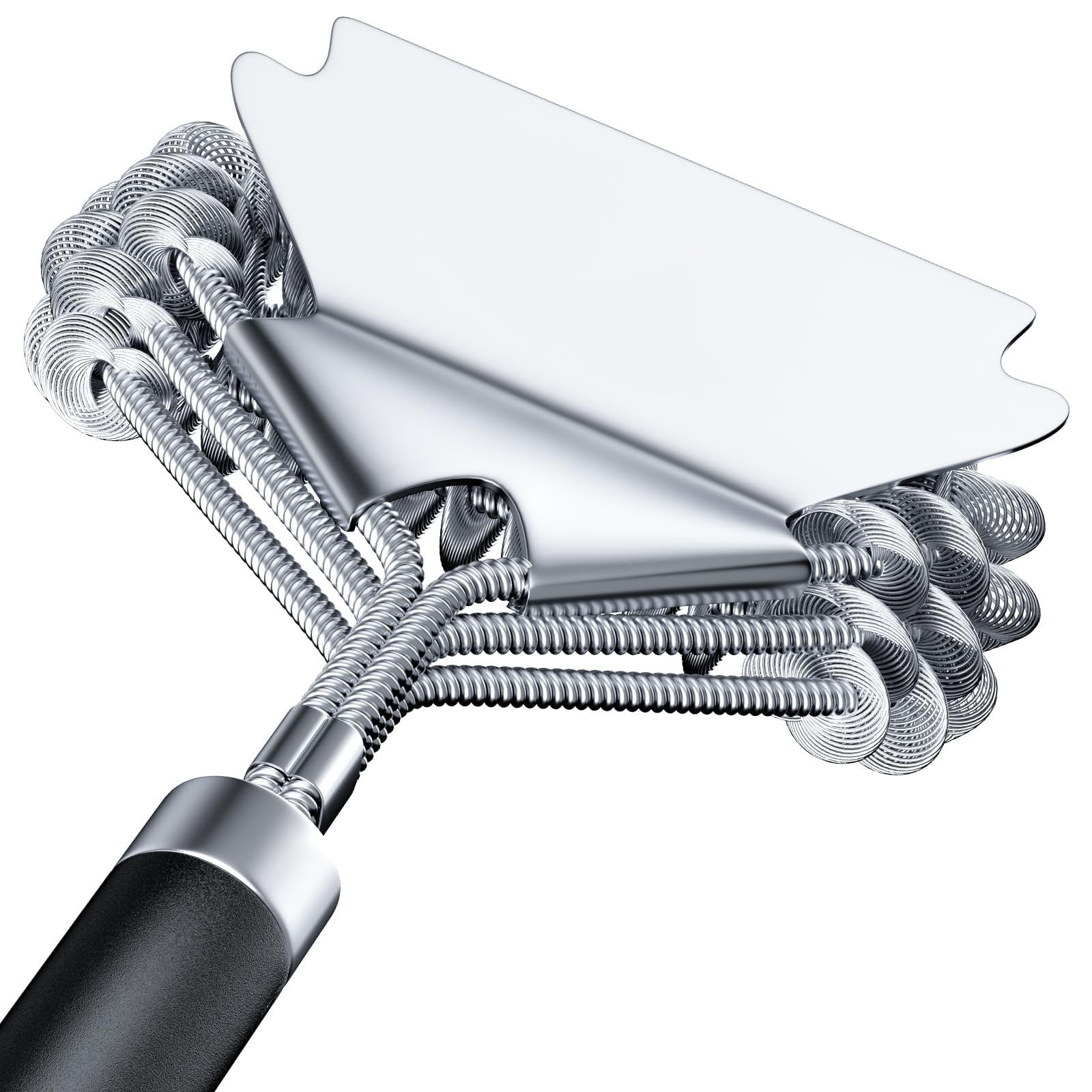 Grill Brush and Scraper Bristle Free, Grill Brush for Outdoor Grill, 17" Stainless Steel BBQ Brush for Grill Cleaning, Grill Accessories Gifts for Men, Hooks Included